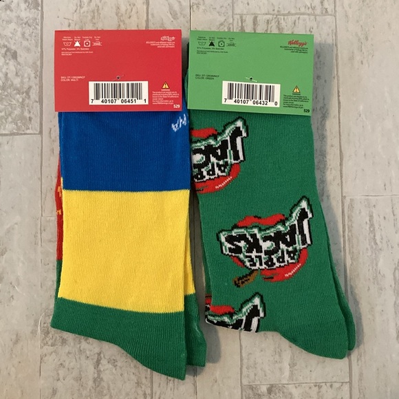 Men’s 2 Pack Kellogg’s Breakfast Cereals Theme Crew Socks Set - Picture 2 of 7